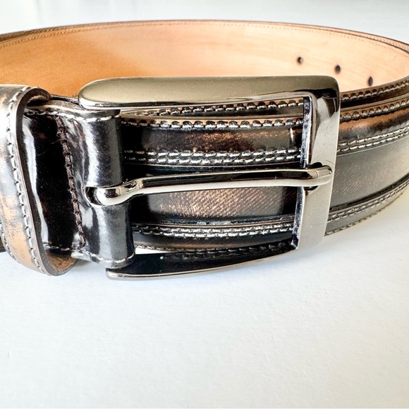 New Mezlan Men's Brown Leather Belt Made in Spain Size 36 - Picture 2 of 10